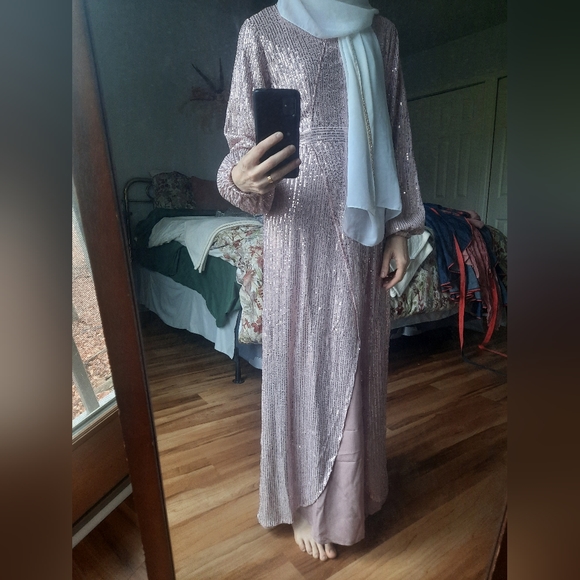 Dusty rose pink abaya modest dress - Picture 2 of 9